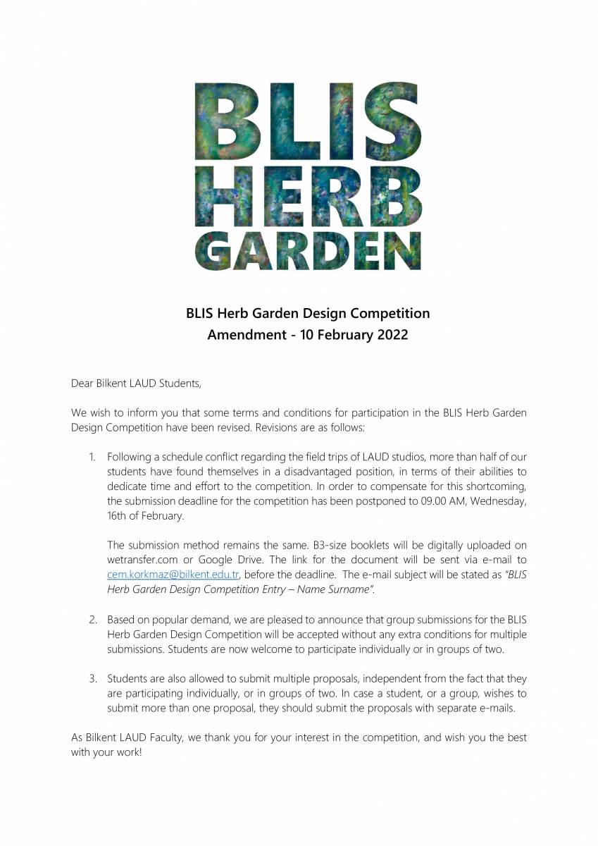 BLIS Herb Garden Design Competition Amendment