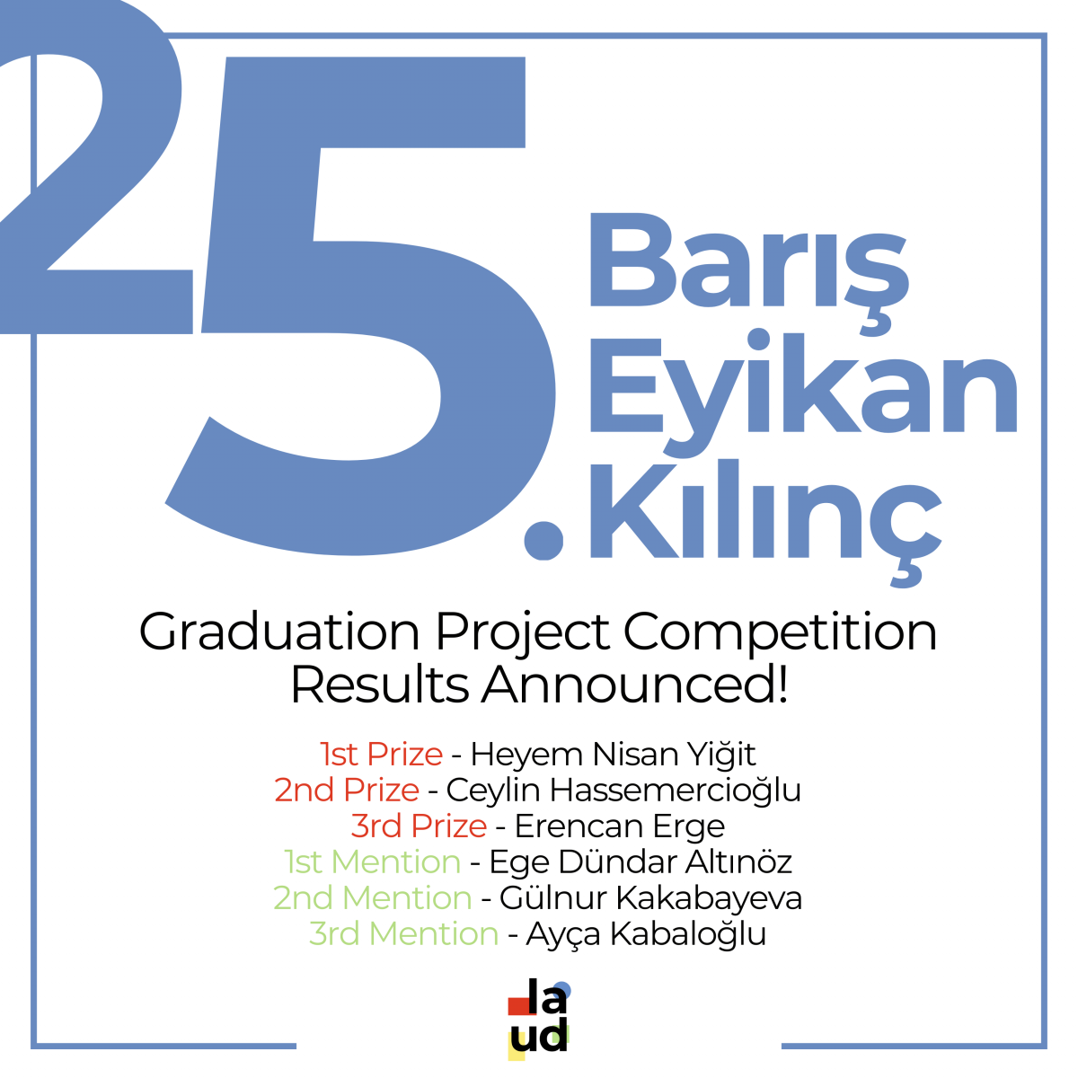 Results of the 25th Barış Eyikan Kılınç Graduation Project Competition Announced